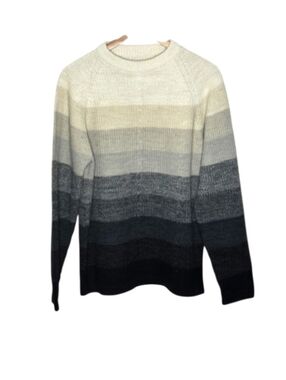 Neutral Color Striped Pullover Sweater